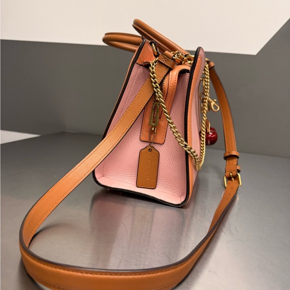 Coach Rouge Pink and Tan Leather Handbag/ Crossbody - Picture 11 of 16